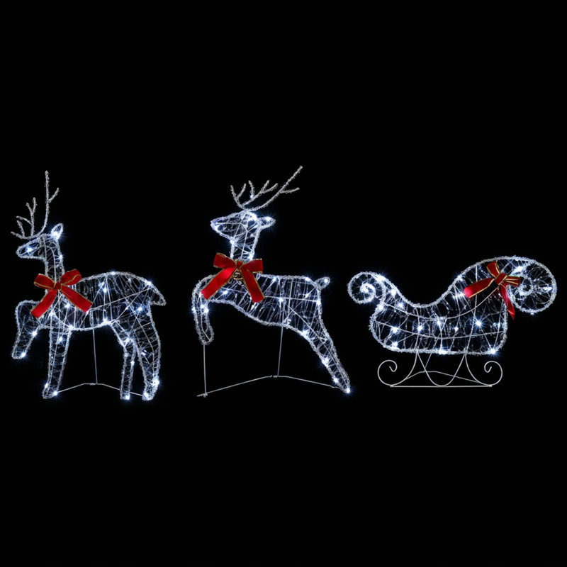 Christmas Reindeer with Sleigh, Cold White