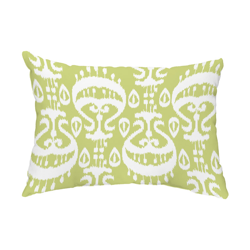 Ikat Outdoor Reversible Throw Pillow, Green