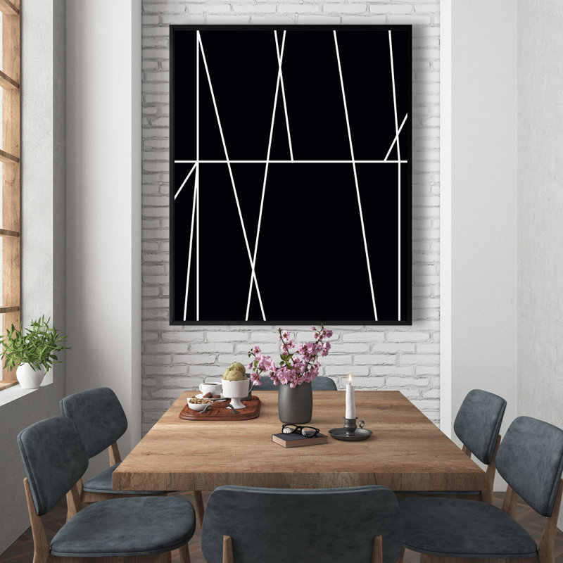 "Rayures blanches sur fond noir" sur toile