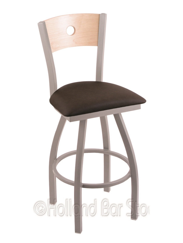 Tabouret de bar pivotant de 36" Lareau, Café Rein, Nickel anodisé, Chêne Naturel