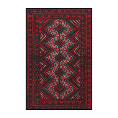 Tapis rouge/brun/beige traditionnel Girault