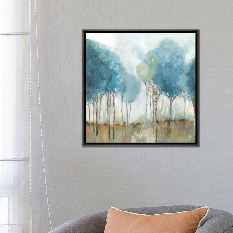 «Misty Meadow II» par Allison Pearce - reproduction d'art, H 26 po x l 26 po x P 1,5 po, Cadre en bois rustique foncé