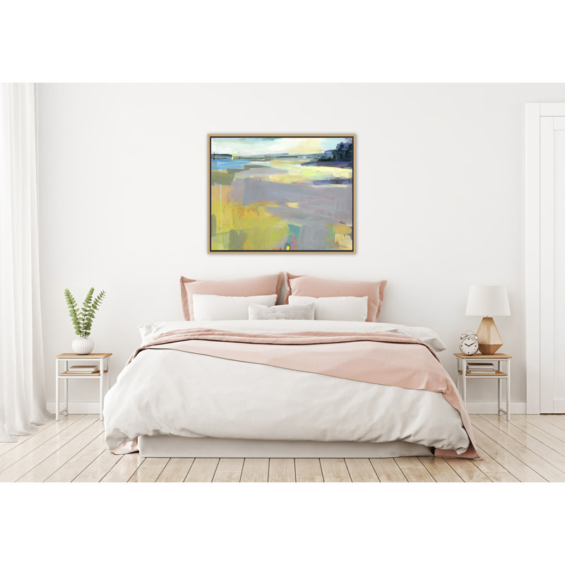 «Rachel Carson Reserve», peinture sur toile à cadre flottant, Cadre doré, H 26 po x l 32 po x P 2 po