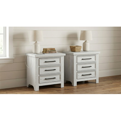 Overcast Gray 3-drawer Nightstands With USB