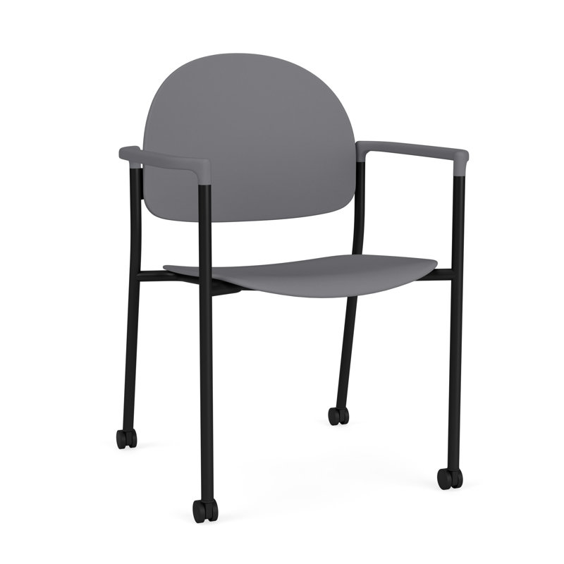 Chaise d'invité à chat avec roulettes, Noir, Poly silex gris