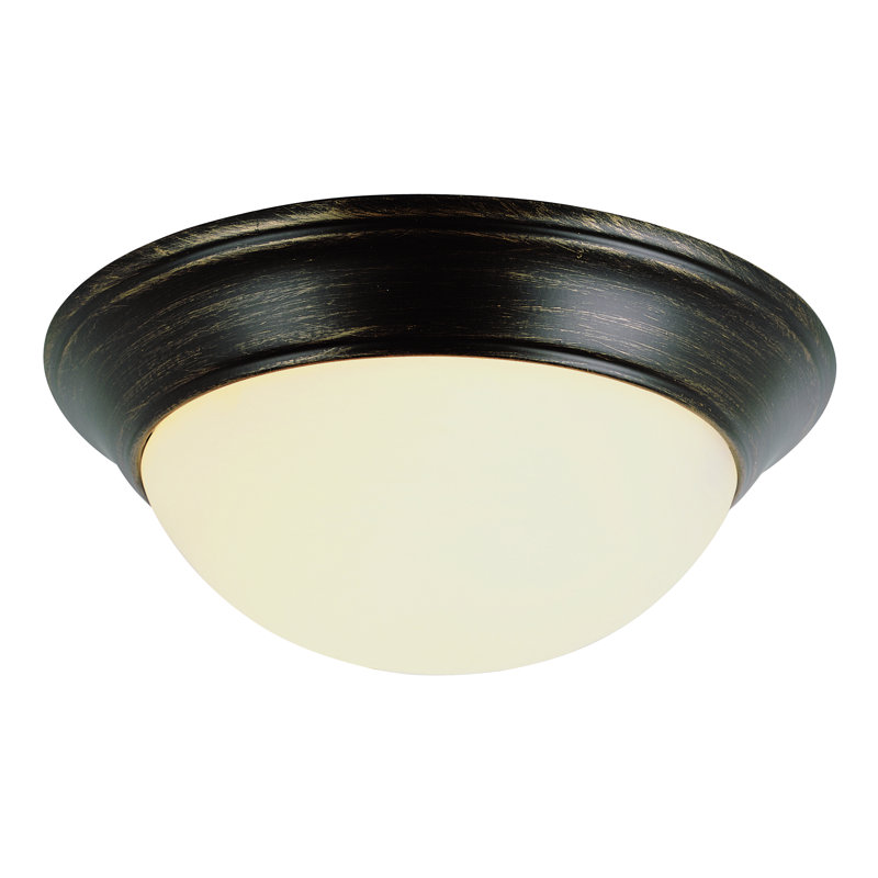 Rowan Glass Flush Mount, Rubbed Oil Bronze, 6.5" H x 14" W x 14" D