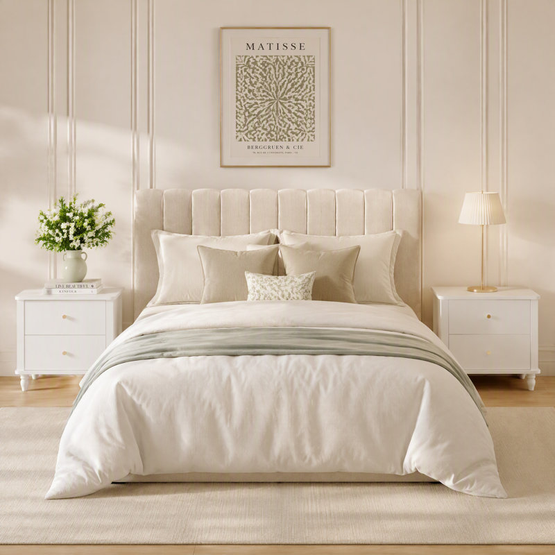 Modern Nightstand 2 Drawers White Round Knobs