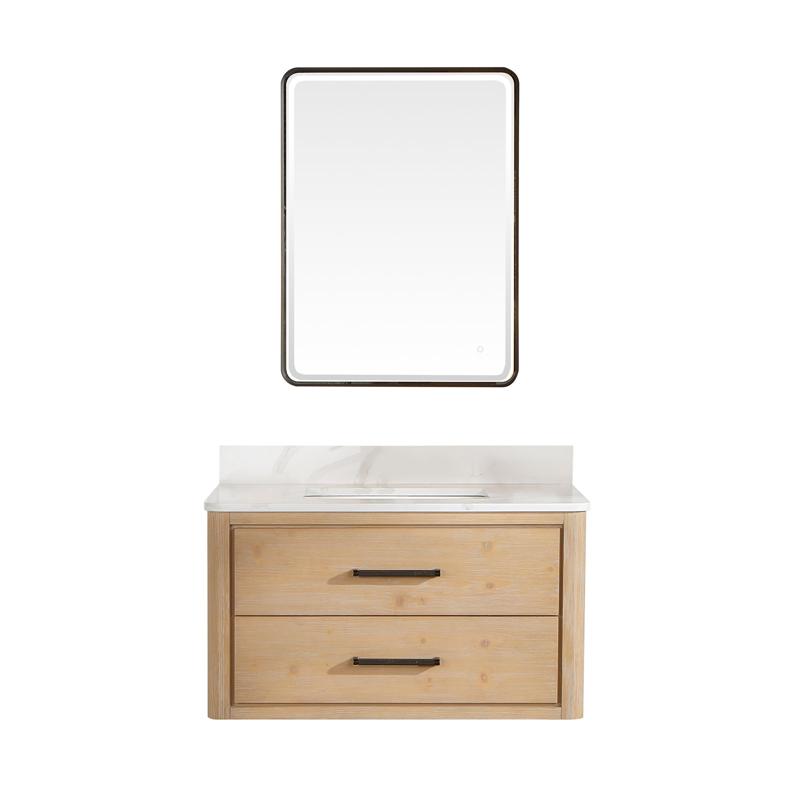Cristo 36'' Single Bathroom Vanity, Fir Wood Brown