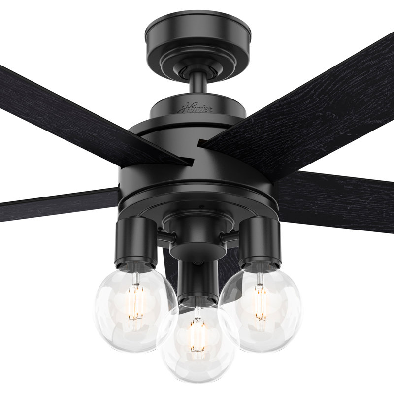 Matte Black 44" Ceiling Fan with LED Light and Remote Control