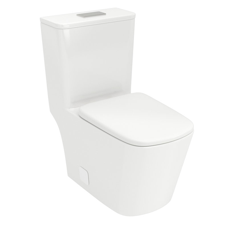 White Ceramic Square One-Piece Dual Flush Toilet