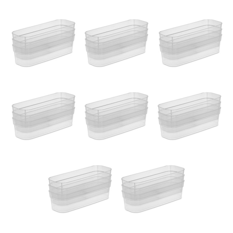 Plateaux de rangement étroits pour rangement de bureau et de tiroirs Sterilite, transparent (paquet de 48)