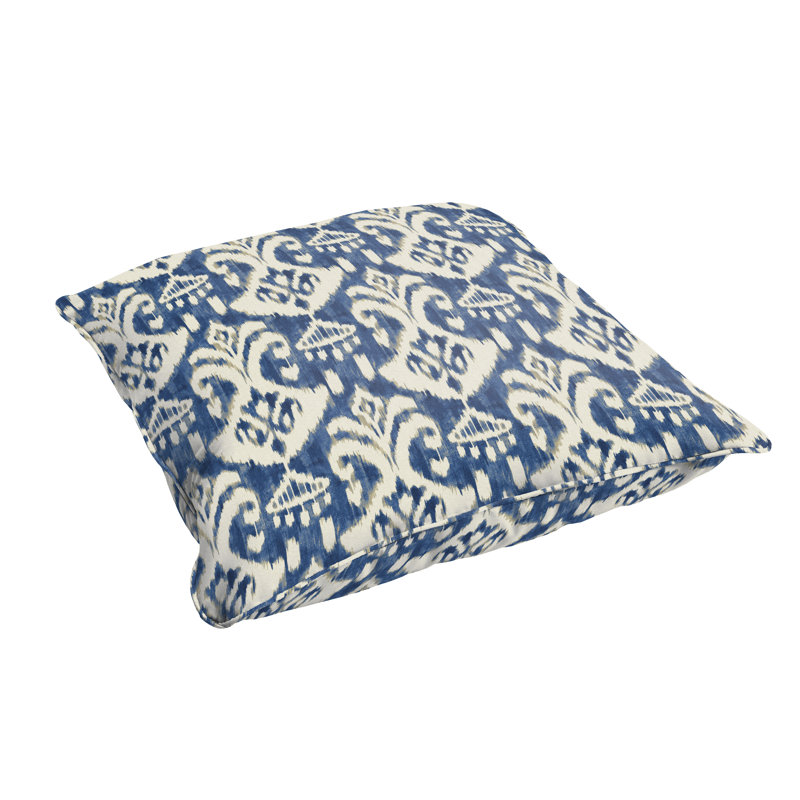 Reagan Ikat Outdoor Throw Pillow, Indigo/Beige