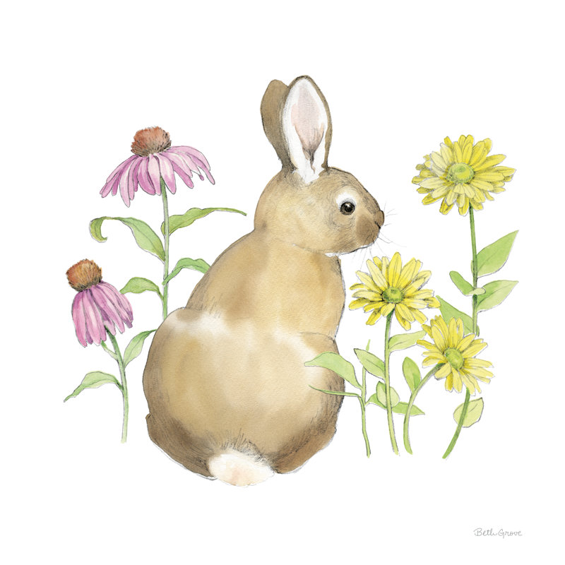 Wildflower Bunnies I Sq by Beth Grove - Wrapped Canvas Art Prints, 30cm H x 30cm W x 3.8cm D