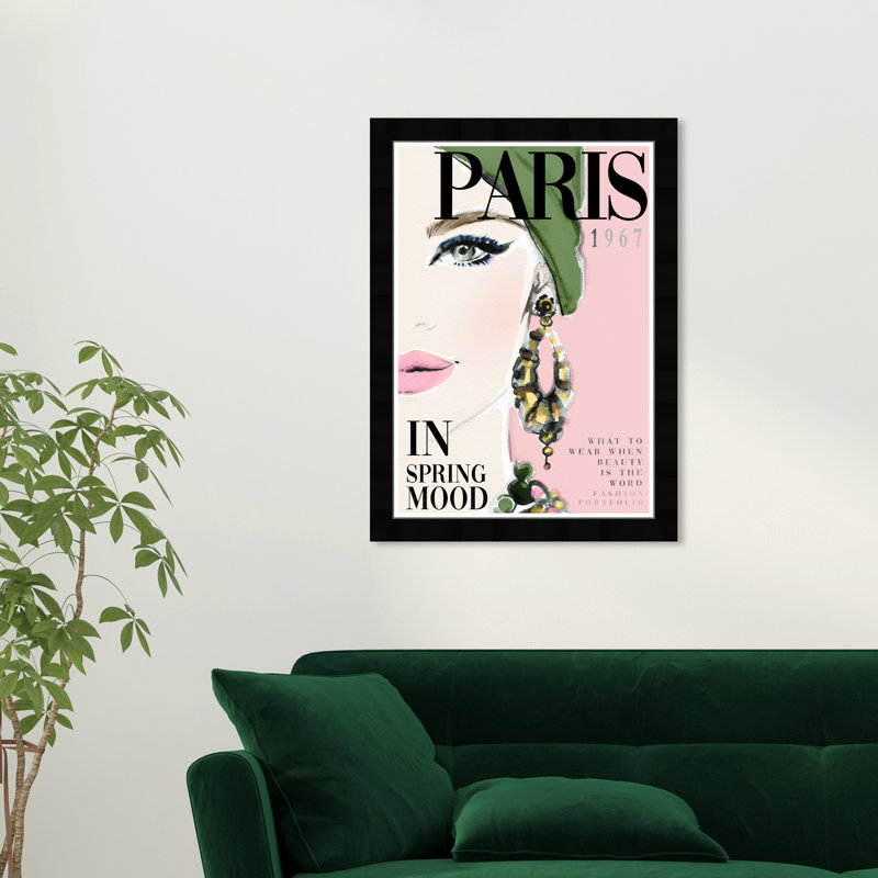«Fashion and Glam Cover», aquarelle sur papier rose, art mural, Noir
