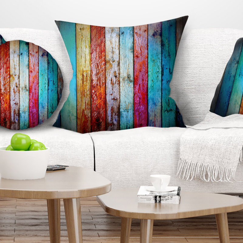 Coussin décoratif rétro en bois - Street Art, 18 po x 18 po, Carré