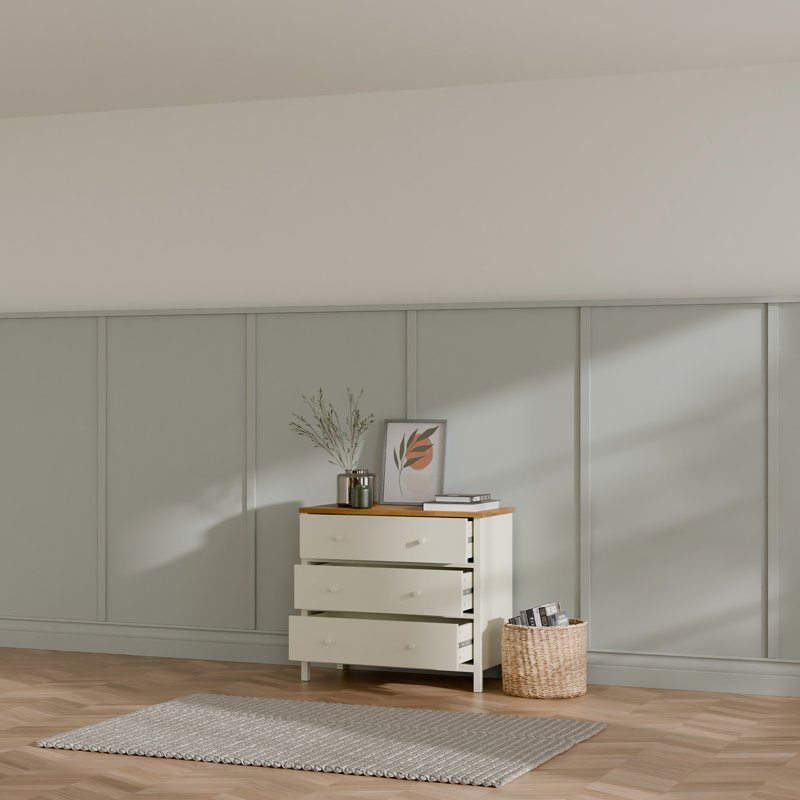 Marmarth 84cm W 3 - Drawer Chest of Drawers, Ivory/Brown