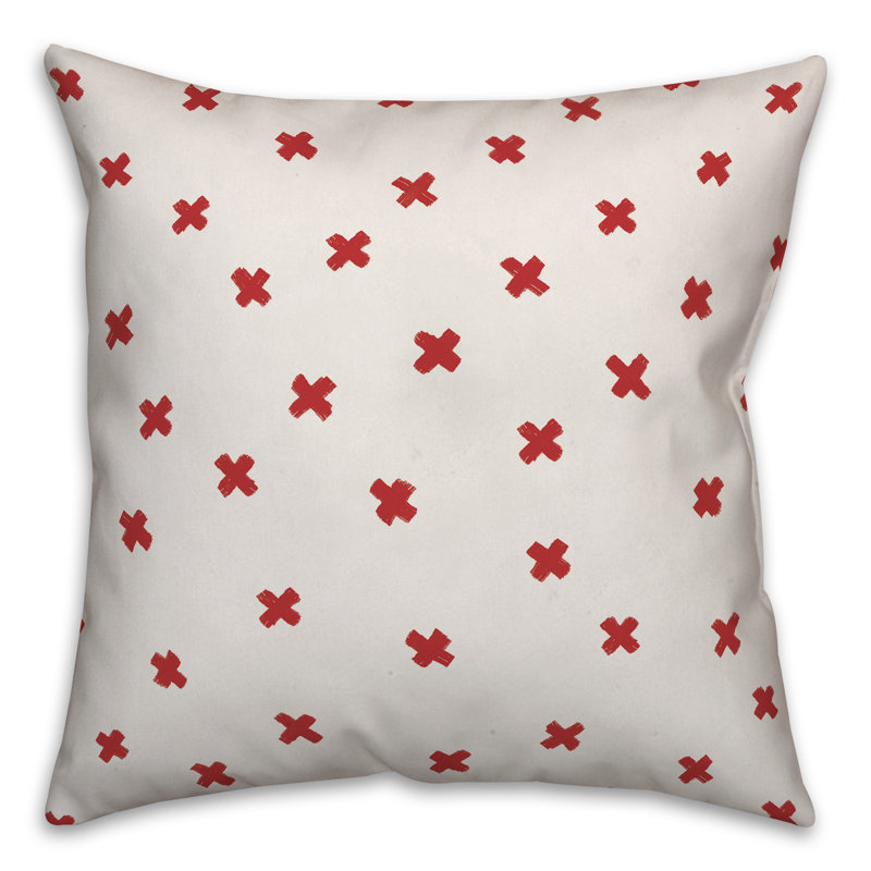 Polka Dots Reversible Throw Pillow, 18" x 18", White/Red Geometric 2