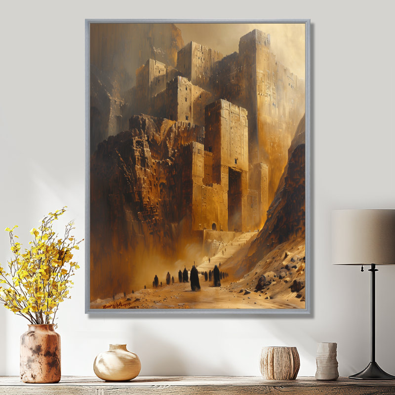 Mésopotamie Babylone, ancienne citadelle II - Fortress, art mural, Toile argentée avec cadre flottant