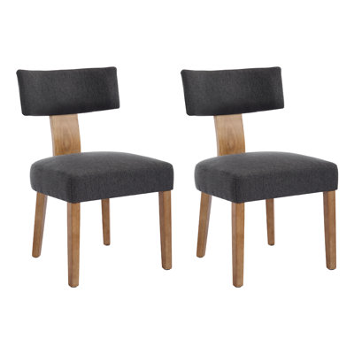Linen Upholstered Dining Chairs With Wooden Frame For Dining Room 