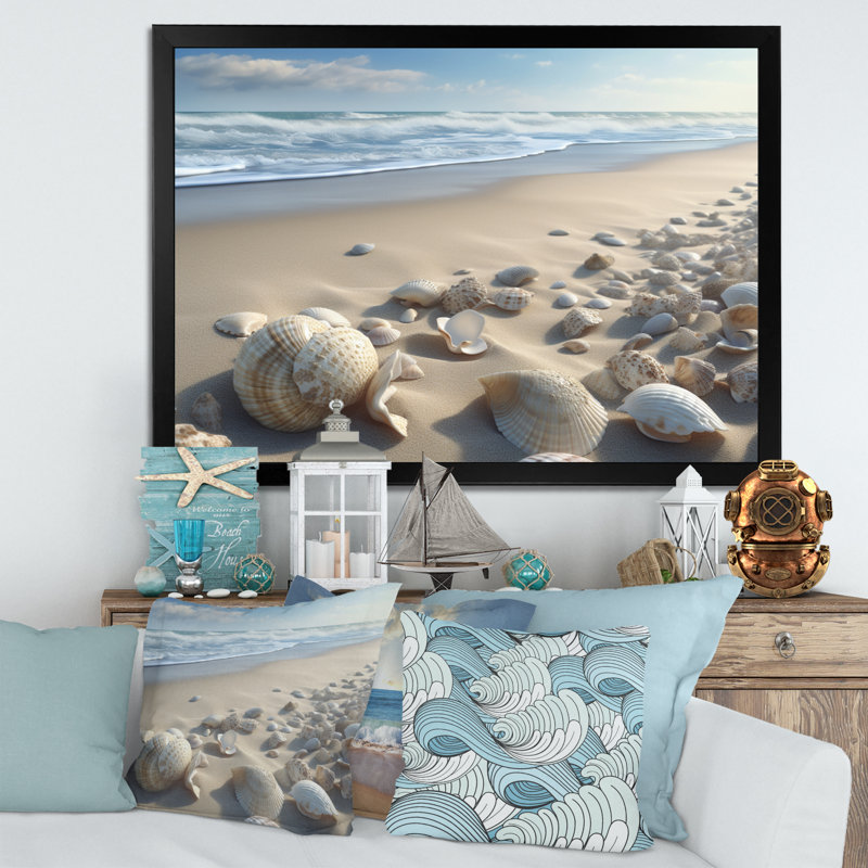 Seaside Seashell Treasures VI - Imprimé, Cadre photo noir, H 12 po x l 20 po x P 1 po