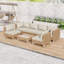 Ensemble de conversation de patio en osier 7 pièces avec canapé modulaire, coussins et table basse pour le jardin ou la cour-750651421