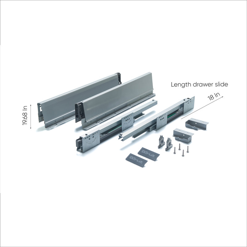 TUHOME  20" SOFT CLOSE SIDE MOUNT DRAWER SLIDE (SET OF 6)