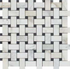 Calacatta 1" x 2" Marble Basketweave Mosaic Floor Tile