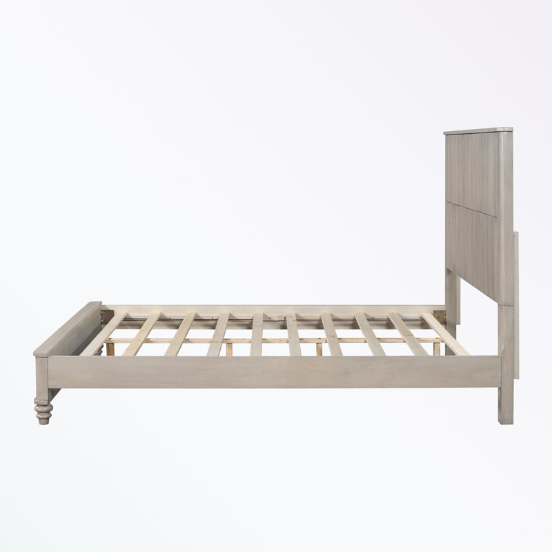 Grand lit plateforme avec tête de lit, Beige