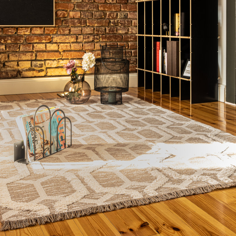 Nomad Geometric Area Rug, Rectangle 120 x 170cm, Sand
