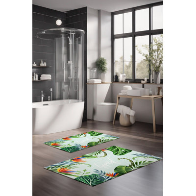 Eakly Luxury Bathmat Set (2 Pieces), 100% Polyester, 16.0 x 23.6 inches & 23.6 x 39.4 inches | Non-Slip Antibacterial Design, 0.3 in Pile Height | Machine Washable, Durable & Easy to Clean | Ideal for Bathroom Décor