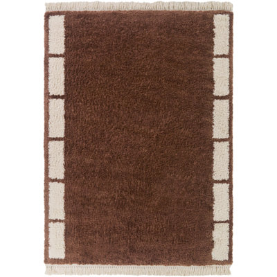Rosado Rust Geometric Border Area Rug