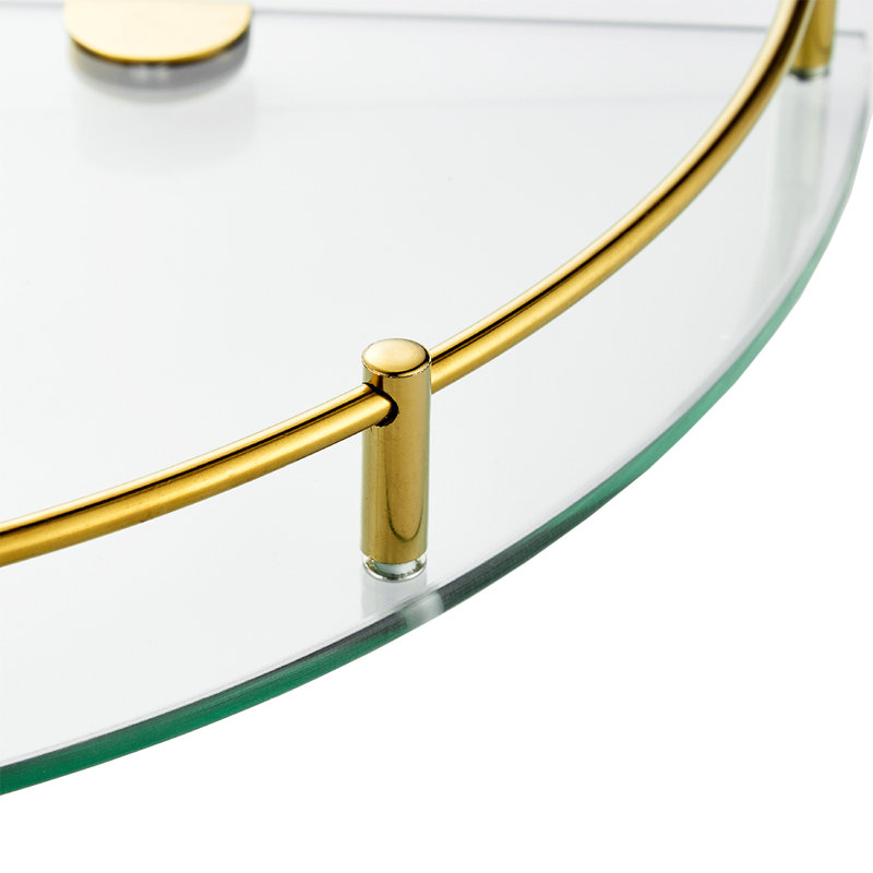 Carlena 2 Piece Triangle Glass Corner Shelf, Gold