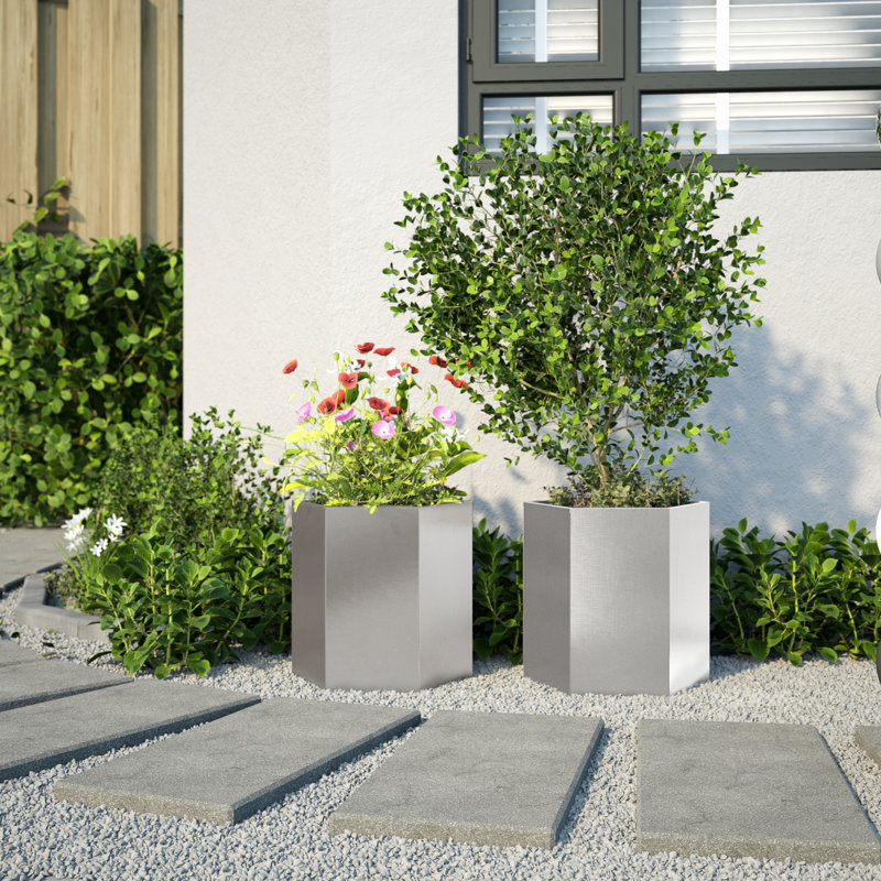 Arzate Planter Box, Stainless Steel