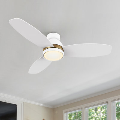 Smart DC Motor Ceiling Fan with LED Light, Remote Control, Flush-Mount