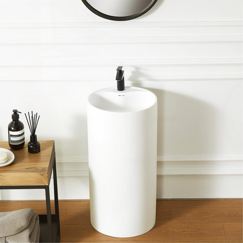 Lavabo de salle de bain à piédestal à surface solide