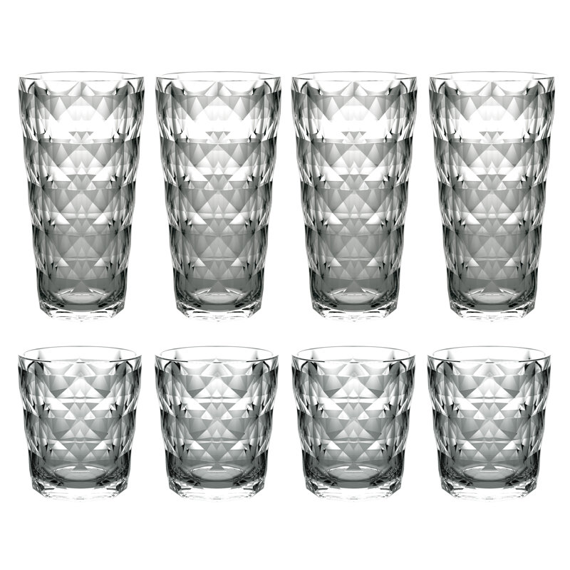 Ensemble de verres en acrylique 8 pièces Bedias, Gris