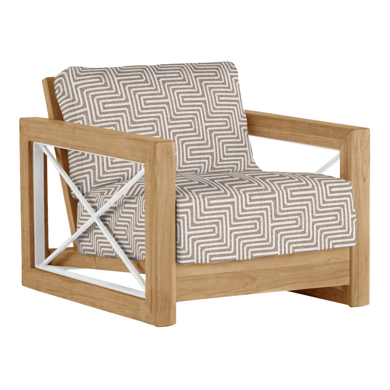 Malta Teak Outdoor Lounge Chair, No welt + Standard fill, Natural Teak, Perigold Key Figure Mineral