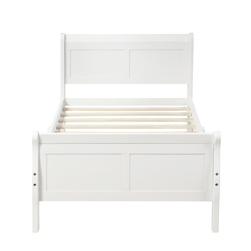 Lit plateforme avec base de lit en bois et lit-bateau, Blanc