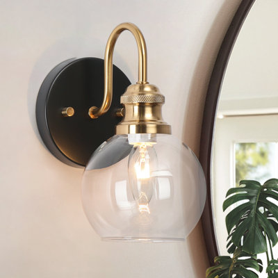 Yedidalga 1-Light Dimmable Black/Copper Finish Armed Sconce