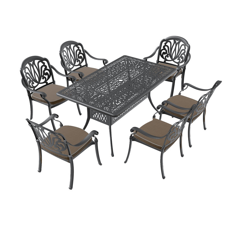 Ensemble de meubles de patio en aluminium coulé avec coussins bruns (Identique à: W1710S00570)