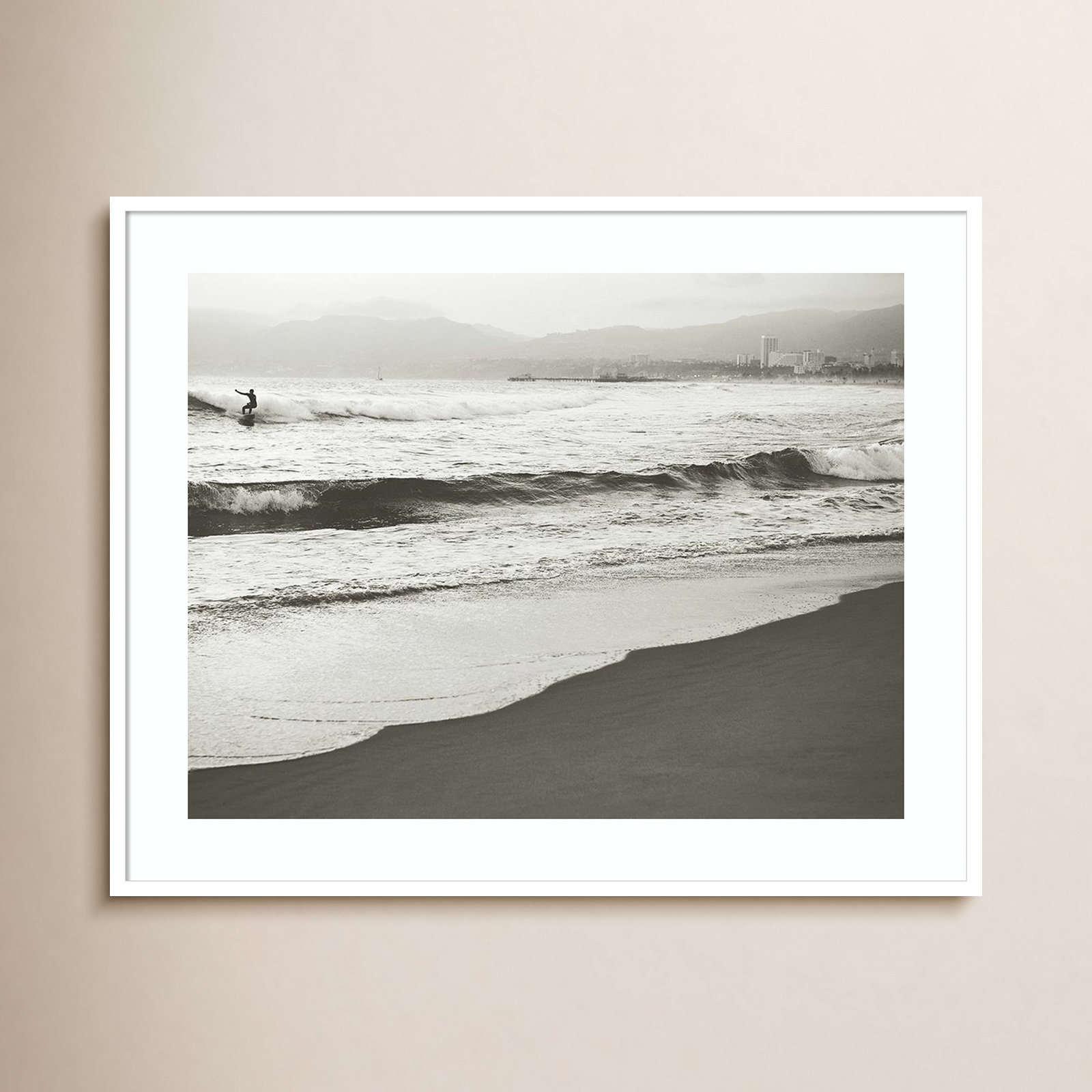 BW Surfer No. 1 by Myan Soffia, White Framed, 33" H x 41" W