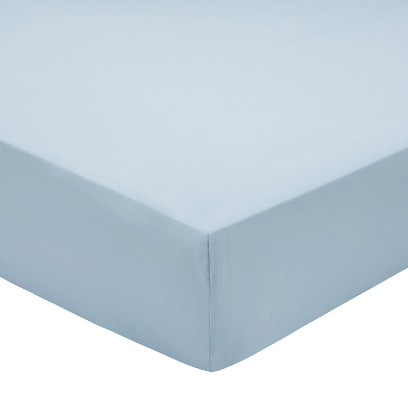 200 Thread Count Cotton Percale Fitted Sheet, Sky Blue, Kingsize (5')