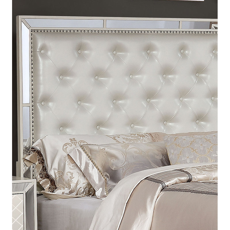 Beaman Upholstered Panel Bed, Full, Beige