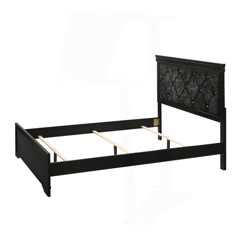 Mobilier de chambre à coucher moderne en tissu avec panneau de lit capitonné moderne en bois noir