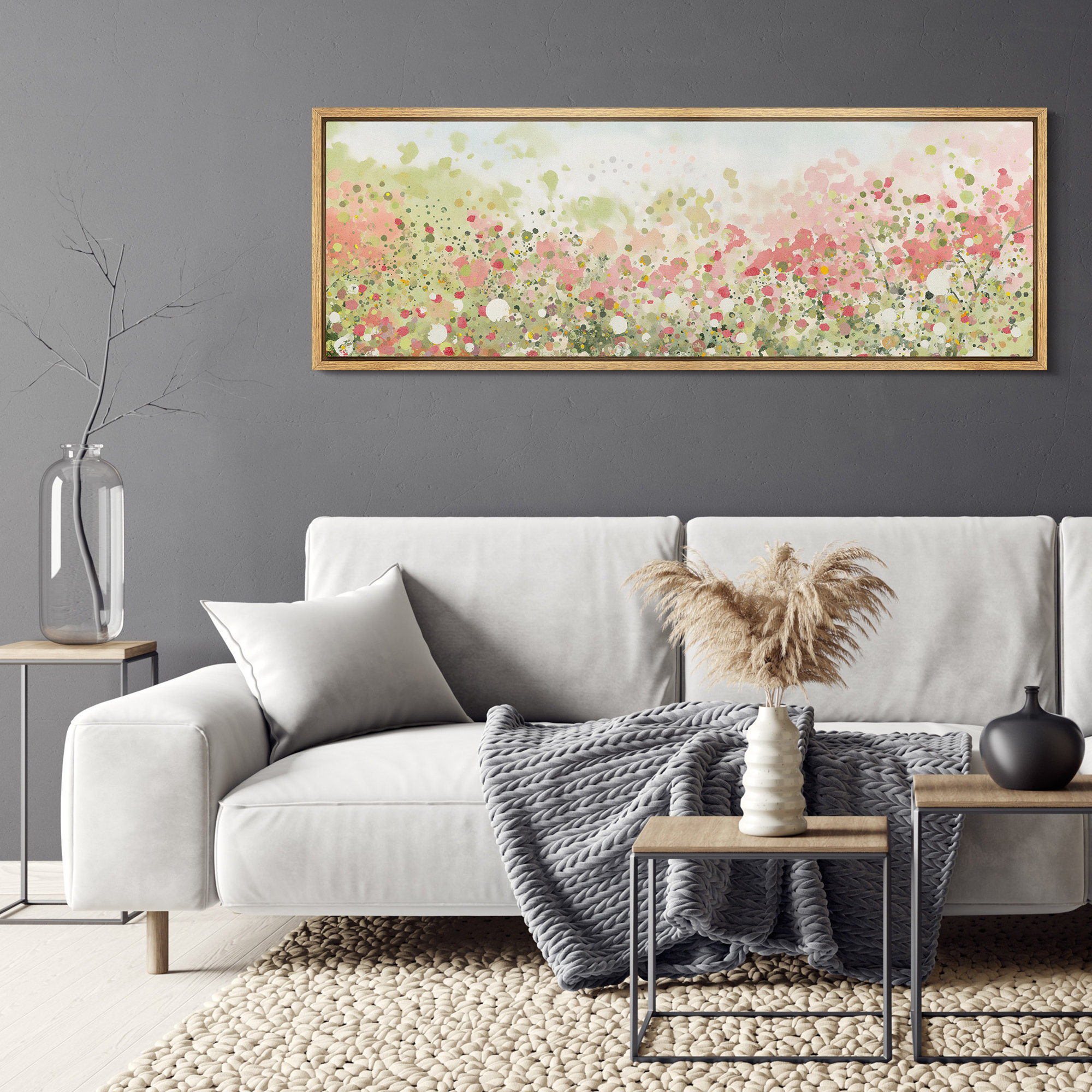 Abstract Pink Green Botanical - Overs...