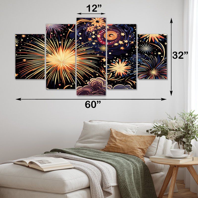 Feux d'artifice céleste - art mural multi-panneaux