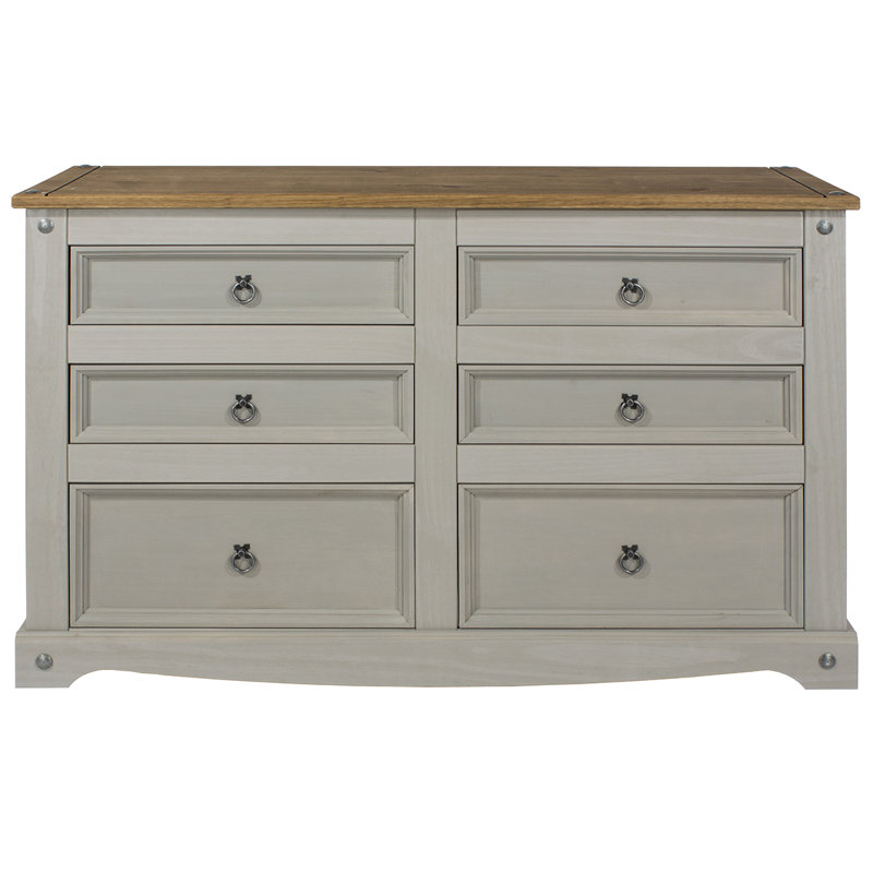 Caudill 51.97'' W 6 - Drawer Dresser, Gray/Antique Brown