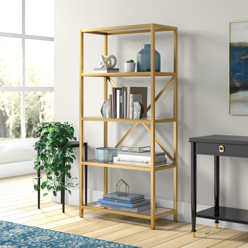 76.2cm W Standard Bookcase, Brushed Brass