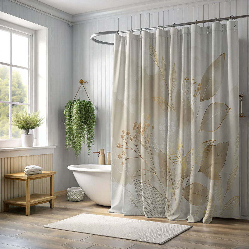 Minimalist Leaf Art - rideau de douche standard 1 pièce, H 74 po x l 71 po