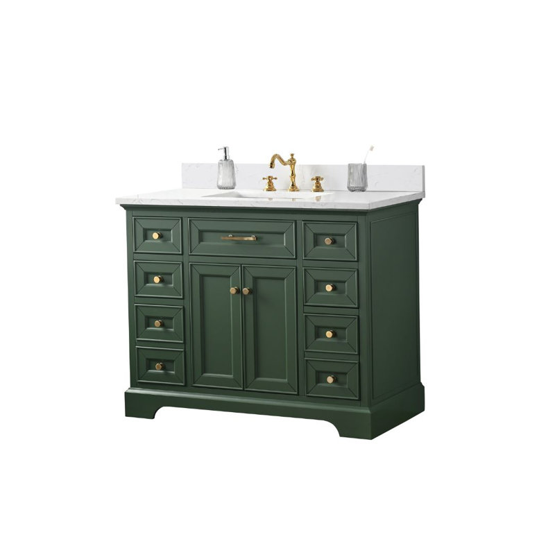 Thompson 42" W Single Bathroom Vanity, Evergreen/Brushed Gold
